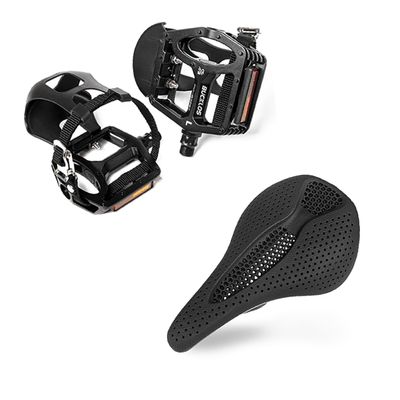 Bucklos Bike Pedals with Toe Cages and Straps - Bicycle Toe Clips Cage Compatible with Peloton BikeBike Saddle 3D Printing Bike Seat Mountain Road Comfortable Bicycle Cushion