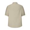 2024 Womens Shirts Short Sleeve Cotton Linen Tops Summer Casual Collared Shirt Crewneck Pleated Tunic Tee Blouses Khaki view 3