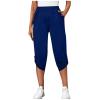 Capri Pants for Women Petite Short 2024 Plus Size Loose Soft Drawstring Workout Womens Joggers with Pockets Capri Leggings with Pockets for Women Lounge Pants 2-Blue X-Large view 1