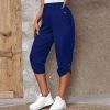 Capri Pants for Women Petite Short 2024 Plus Size Loose Soft Drawstring Workout Womens Joggers with Pockets Capri Leggings with Pockets for Women Lounge Pants 2-Blue X-Large view 4