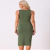 Allegra K Ribbed Tank Dress for Womens 2025 Fall Scoop Neck Sleeveless Split Knit Midi Dresses Large Olive Green view 3