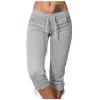 Capri Pants for Women Dressy Casual 2024 Plus Size Loose Soft Drawstring Workout Sweat Pants for Womens Baggy Capri Leggings with Pockets for Women Lounge Pants 1-Gray 3X-Large view 1