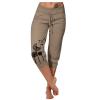 Capris Pants for Women Stretch 2024 Plus Size Loose Soft Drawstring Workout Womens Joggers Tummy Control Yoga Pants with Pockets for Women Lounge Pants 5-Khaki 3X-Large view 1
