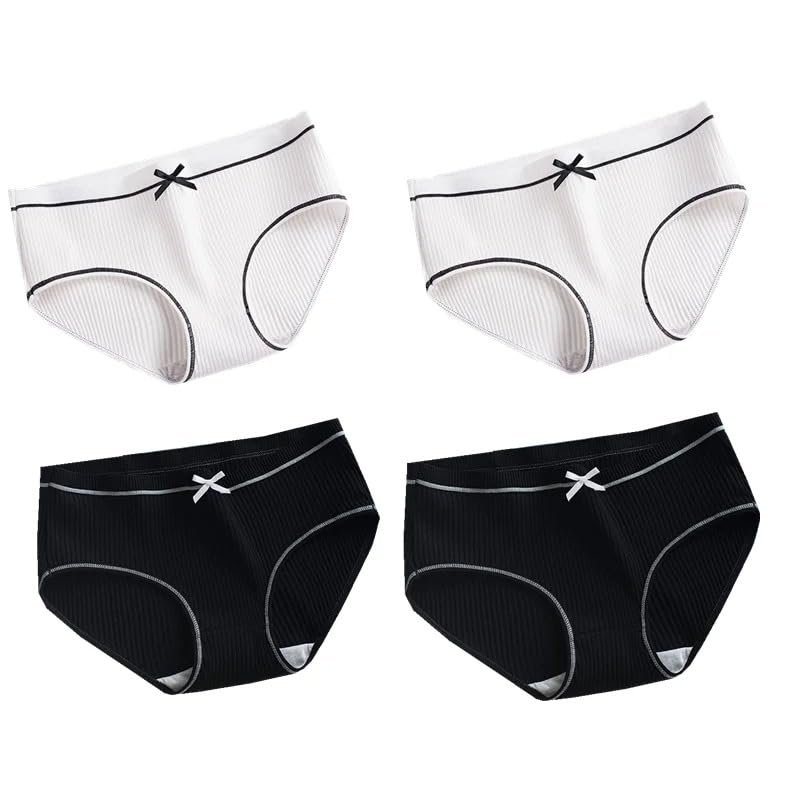 4Pcs/Lot Cotton Underwear Cute Knot Soft Breathable Briefs Young Panties Solid Girl Children Clothes (FourP-7-GS007,L(Weight 43-52KG))