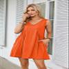 Women's Summer Sleeveless Mini Dress Casual Loose V Neck with Pockets Beach Dresses,Orange,L view 2