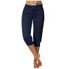 Capri Pants for Women Plus Size 2024 Plus Size Loose Soft Drawstring Workout Womens Joggers Petite Capri Leggings with Pockets for Women Lounge Pants 3-Navy XX-Large view 1