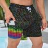 PIANHAUE Mens Swim Trunks with Compression Liner 5 Inch Inseam Quick Dry Music Funny Duck Swimwear Bathing Suit Swim Board Shorts with 4 Pockets view 3
