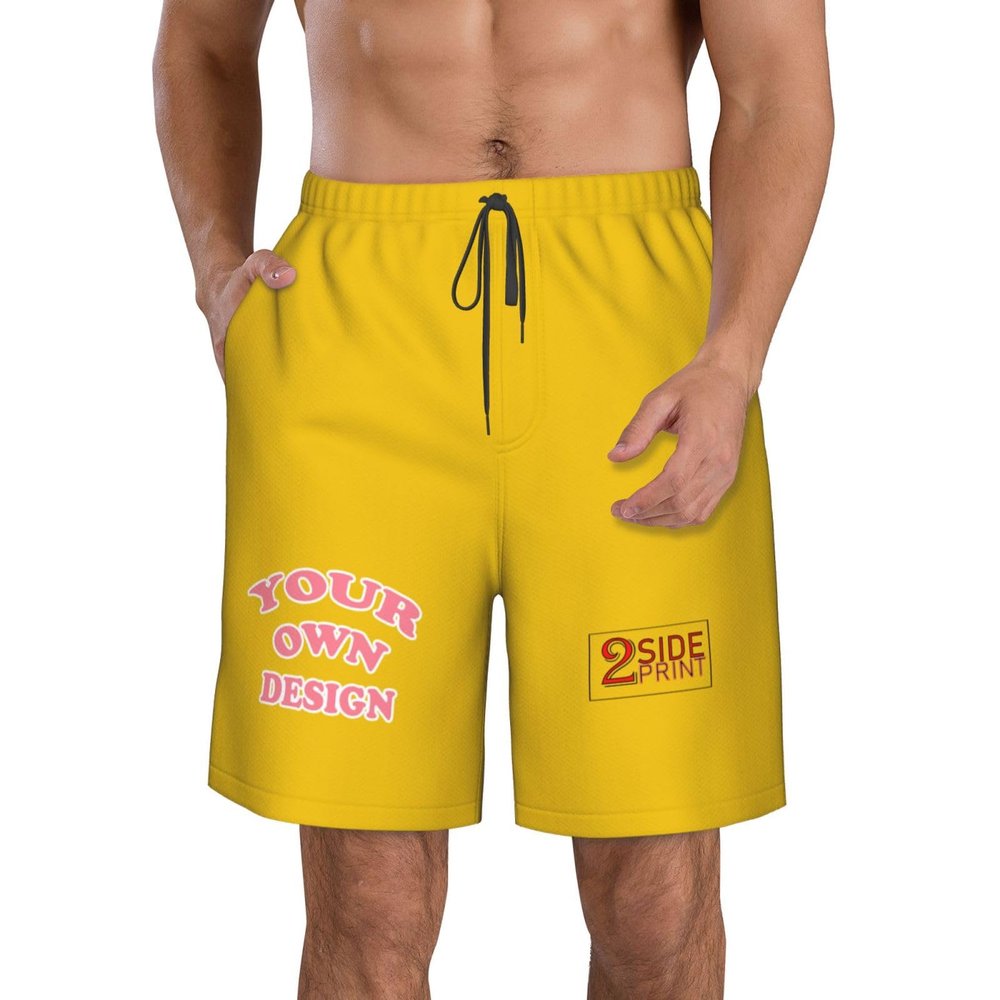 NineFit Basics Custom Short Men Personalized Shorts with Text Photo Logo Custom Swim Trunks Design Your own with Pockets Mesh Lining Gold X-Large