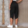 Capri Pants for Women Plus Size 2024 Plus Size Loose Soft Drawstring Workout Womens Joggers Petite Length Yoga Pants with Pockets for Women Lounge Pants 2-Black X-Large view 4