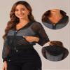 Allegra K Mesh Jacket for Women's Zip Up Fishnet Hoodie Sexy Sheer Crop Bomber Jackets Medium Black view 2