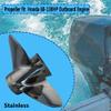 AQUAMAN 13 1/2x15 Polished Stainless Propeller OEM 58133-ZW1-A15P for Honda Outboard Engines 60-130 HP,15 Tooth, RH view 4
