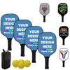 Custom Pickleballs Paddles Set with 4 Paddles 1 Storage Bag and 4 Balls - Carbon Fiber Personalized Pickle Ball Paddles - Graphite Pickleballs Rackets for Indoor Outdoor, Steelblue view 1