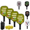Custom Pickleballs Paddles Set with 4 Paddles 1 Storage Bag and 4 Balls - Carbon Fiber Personalized Pickle Ball Paddles - Graphite Pickleballs Rackets for Indoor Outdoor, Olive view 1