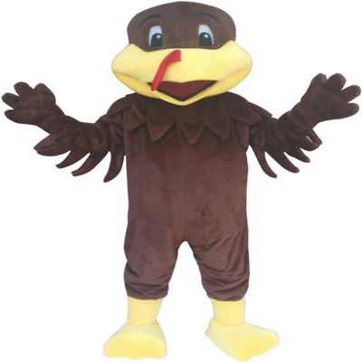 Brown Turkey Mascot Costume Adult Size for Men & Women with Built-in Fan Inside the Head
