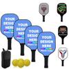 Custom Pickle Balls Paddles Set with Photo Design Your Photo Logo Text, Personalized Rackets Comfort Cushion Grip, Long Handle Equipment, CornflowerBlue view 1