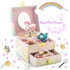A&A Magic Unicorn Music Jewelry Box for Girls - Rotating Ballerina & Light Up Gift with Mirror & Drawer, Plays Beautiful Dreamer view 2