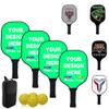 Custom Pickleballs Paddles Set - 4 Paddel 1 Storage Bag and 4 Balls - Great Rackets Gift for Beginner - 40 Color, SpringGreen view 1
