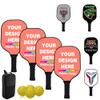 Custom Pickleballs Paddles Set - 4 Paddel 1 Storage Bag and 4 Balls - Great Rackets Gift for Beginner - 40 Color, Salmon