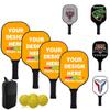 Custom Pickle Balls Paddles Set with Photo Design Your Photo Logo Text, Personalized Rackets Comfort Cushion Grip, Long Handle Equipment, Orange view 1
