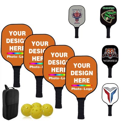 Custom Pickleballs Paddles Set - 4 Paddel 1 Storage Bag and 4 Balls - Great Rackets Gift for Beginner - 40 Color, Chocolate