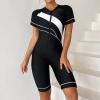 Short Sleeve Rash Guard Women Build in Bra One Piece Swimsuits UV UPF 50+ Full Coverage Boyleg Surfing Bathing Suits view 2