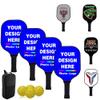 Custom Pickle Balls Paddles Set with Photo Design Your Photo Logo Text, Personalized Rackets Comfort Cushion Grip, Long Handle Equipment, Blue view 1