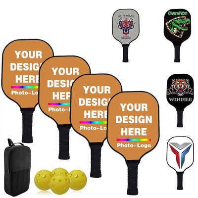 Custom Pickleballs Paddles Set - 4 Paddel 1 Storage Bag and 4 Balls - Great Rackets Gift for Beginner - 40 Color, Peru