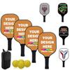 Custom Pickleballs Paddles Set - 4 Paddel 1 Storage Bag and 4 Balls - Great Rackets Gift for Beginner - 40 Color, Peru view 1