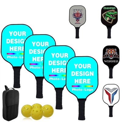Custom Pickle Ball Paddle Set, Personalized Pickleballs Paddles with 4 Paddles 1 Storage Bag and 4 Balls, Neutral Paddle, Perfect First Paddles for Beginners, Cyan