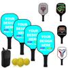 Custom Pickle Ball Paddle Set, Personalized Pickleballs Paddles with 4 Paddles 1 Storage Bag and 4 Balls, Neutral Paddle, Perfect First Paddles for Beginners, Cyan view 1