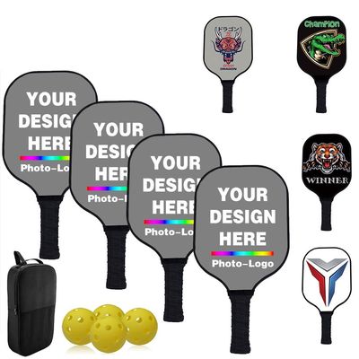 Custom Pickle Ball Paddle Set, Personalized Pickleballs Paddles with 4 Paddles 1 Storage Bag and 4 Balls, Neutral Paddle, Perfect First Paddles for Beginners, Gray