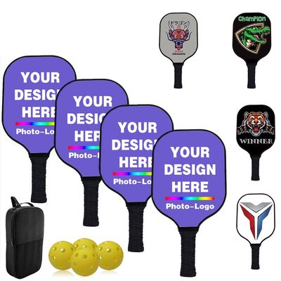 Custom Pickle Ball Paddle Set, Personalized Pickleballs Paddles with 4 Paddles 1 Storage Bag and 4 Balls, Neutral Paddle, Perfect First Paddles for Beginners, Slateblue