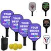 Custom Pickle Ball Paddle Set, Personalized Pickleballs Paddles with 4 Paddles 1 Storage Bag and 4 Balls, Neutral Paddle, Perfect First Paddles for Beginners, Slateblue