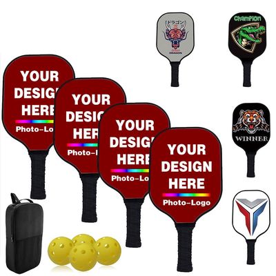 Custom Pickle Ball Paddle Set, Personalized Pickleballs Paddles with 4 Paddles 1 Storage Bag and 4 Balls, Neutral Paddle, Perfect First Paddles for Beginners, Maroon