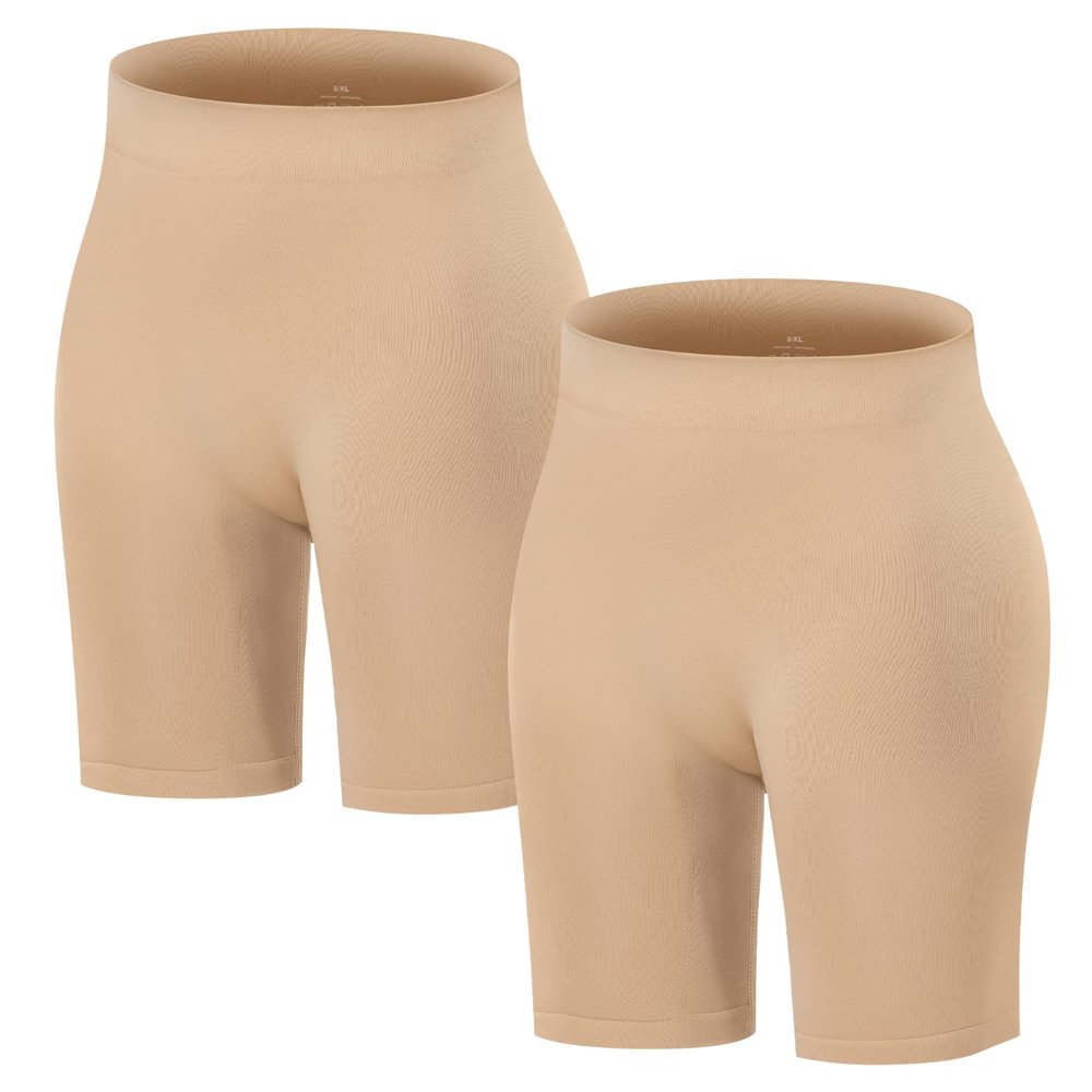 ATTLADY Women's Slip Shorts for Under Dresses Seamless Smooth Boyshort Panties Anti-Chafing Shorts, 2Nude, Large