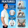 Men's UV UPF 50+ Sun Protection Short Sleeve Shirt, Fishing & Hiking Shirt, Poncho, Lightweight, Breathable, Quick Dry - White - 3X-Large view 3