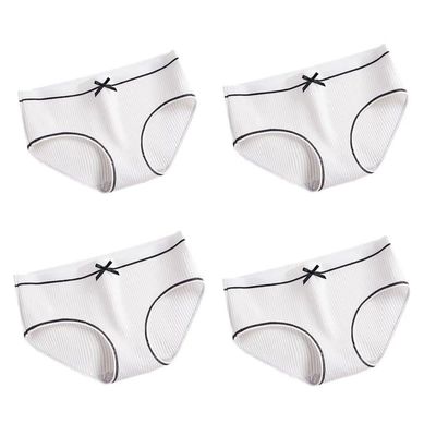 4Pcs/Lot Cotton Underwear Cute Knot Soft Breathable Briefs Young Panties Solid Girl Children Clothes (FourP-7-GS008,L(Weight 43-52KG))