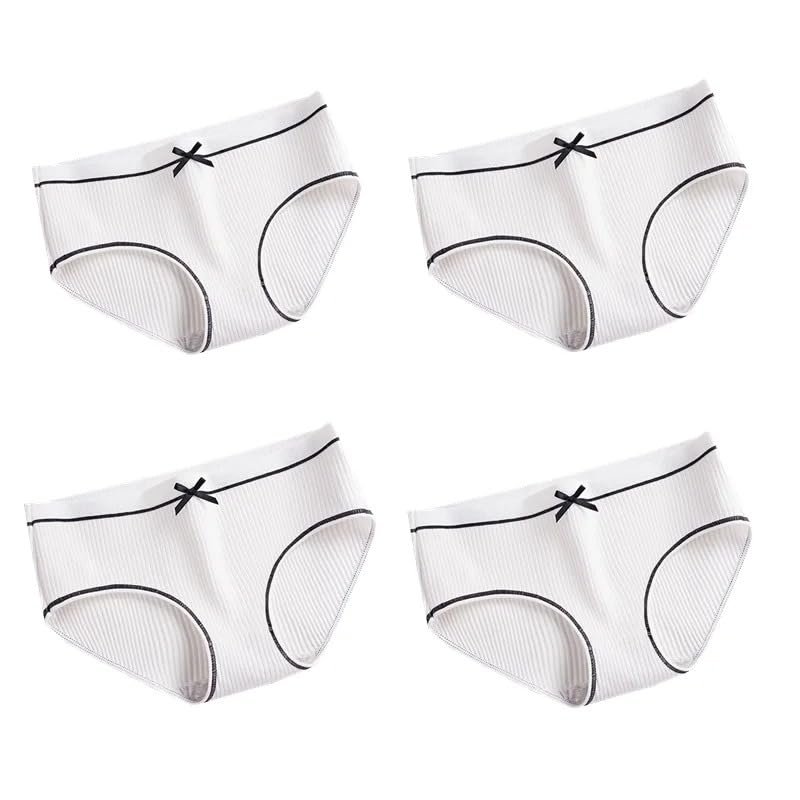 4Pcs/Lot Cotton Underwear Cute Knot Soft Breathable Briefs Young Panties Solid Girl Children Clothes (FourP-7-GS008,L(Weight 43-52KG))