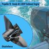 AQUAMAN 13 3/4x13 Polished Stainless Propeller OEM 58133-ZW1-A13P for Honda Outboard Engines 60-130 HP,15 Tooth, RH view 4