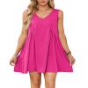 NineFit Basics Women's Summer Sleeveless Mini Dress Casual Loose V Neck with Pockets Beach Dresses,Rose,S, Small view 1