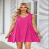 NineFit Basics Women's Summer Sleeveless Mini Dress Casual Loose V Neck with Pockets Beach Dresses,Rose,S, Small view 3