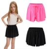 2 Pack Girls Athletic Flowy Shorts with Pockets Butterfly Running Workout Sports Gym Skorts for Kids 15-16Y Black Hot Pink view 1