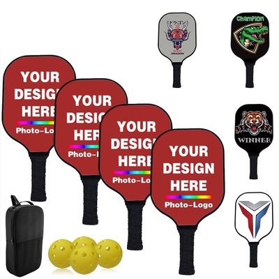 Custom Pickle Ball Paddle Set, Personalized Pickleballs Paddles with 4 Paddles 1 Storage Bag and 4 Balls, Neutral Paddle, Perfect First Paddles for Beginners, Brown