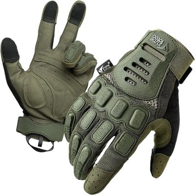 ZUNE LOTOO Tactical Gloves for Men, Touchscreen Motorcycle Gloves with Finger Impact Protection, Green Palm Padded Safety Work Gloves for Paintball Airsoft Range Tac Female Women(Small)