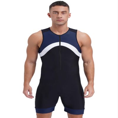 TiaoBug Mens One Piece Swimsuit Shorty Wetsuit Bathing Suit Athletic Spandex Jumpsuit Swimwear UPF 50+ C Blue 3X-Large