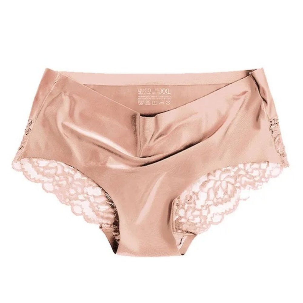 HEJIGOOD Women's Seamless Lace Hipster Briefs - Mid-Rise, Invisible Bikini Panties with Silky Comfort, Sizes M-XXL (Nude,XX-Large)
