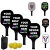 Custom Pickleballs Paddles Set with 4 Paddles 1 Storage Bag and 4 Balls - Carbon Fiber Personalized Pickle Ball Paddles - Graphite Pickleballs Rackets for Indoor Outdoor, Black view 1