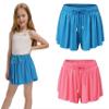 2 Pack Girls Athletic Flowy Shorts with Pockets Butterfly Running Workout Sports Gym Skorts for Kids 11-12Y Neon Red Blue view 1