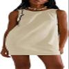 CHARTOU Women Summer Beach Linen Romper Open Back Backless Mini Tank Dress (Medium, Apricot) view 1