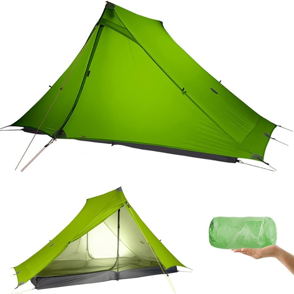 3F UL Gear Lanshan PRO Lanshan Ultralight Tent 3-Season Backpacking Tent for 1-Person or 2-Person, Waterproof Professional Tents for Camping, Trekking, Kayaking, Climbing (Green-1 People, 3 Season)